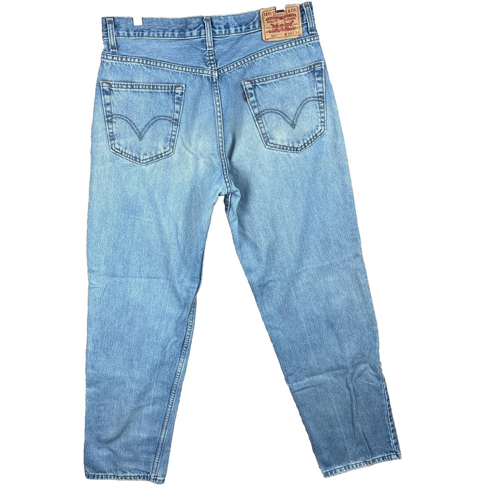 Levi's 550 Jeans Mens 34x33 Blue Light Wash Relaxed Fit Tapered Leg Denim‎